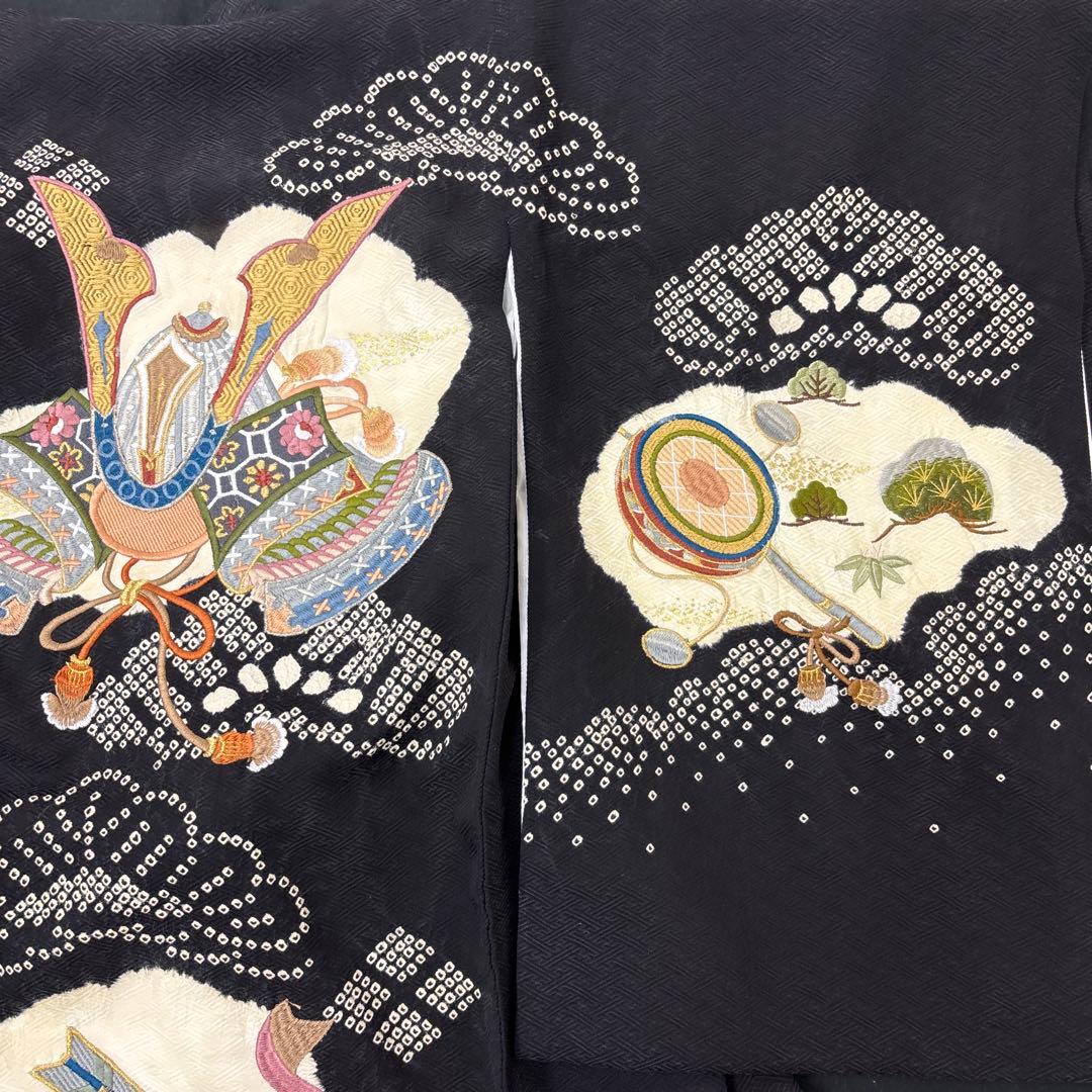 Rabbit新品特選京友禅絞り染、刺繍美術、桶絞り工芸　正絹産着大将兜文