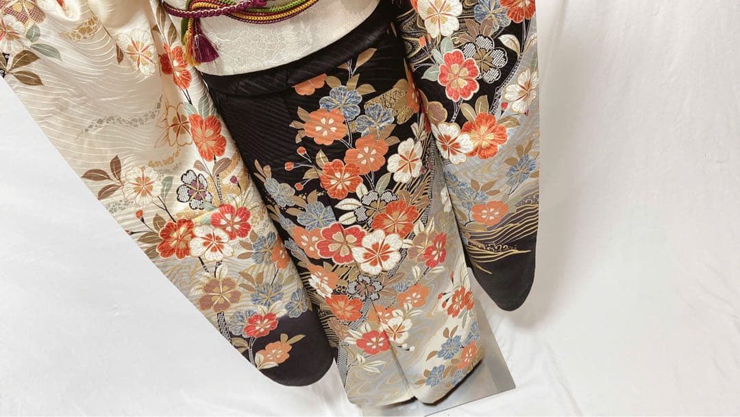 華やかな花柄振袖 正絹 成人式　振袖6点セット　振袖フルセット