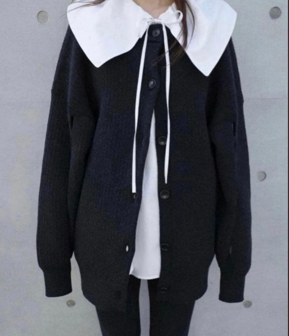 トップス W FACE COLOR MIX HOLE SLEEVE CARDIGAN