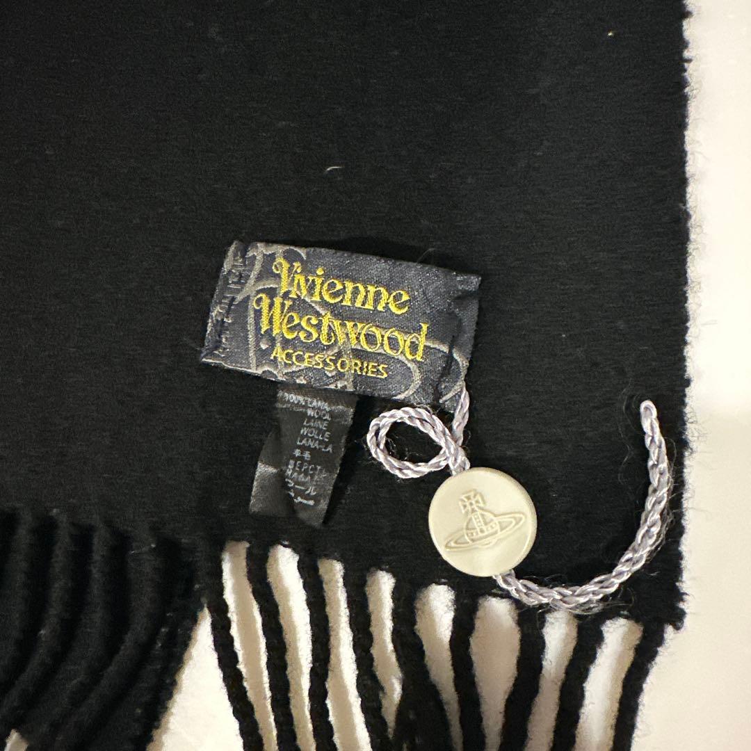 美品 Vivienne Westwood 黒 マフラー ウール100%