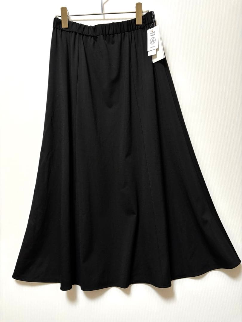 新品【アンタイトル】ゴム　ロング　フレア　スカート　ブラック　ジャージー　黒　L