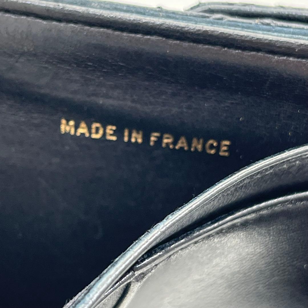 CHANEL 二つ折り財布 ビコローレ Wホック ココマーク 黒 レザー