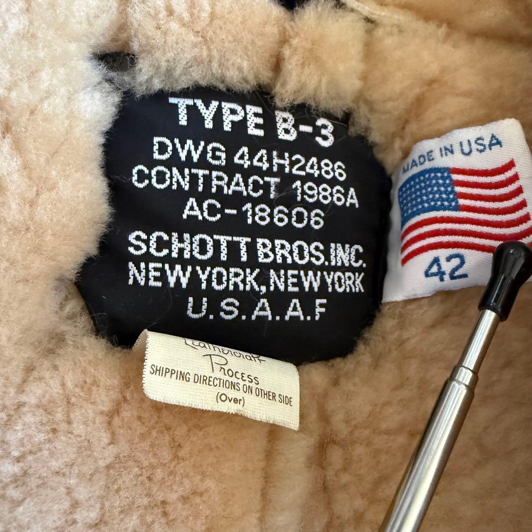 Schott B-3 フライトジャケット シープスキン グレー 42