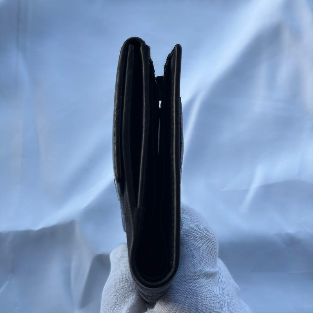GUCCI グッチ 二つ折り財布 シマ レザー×キャンバス