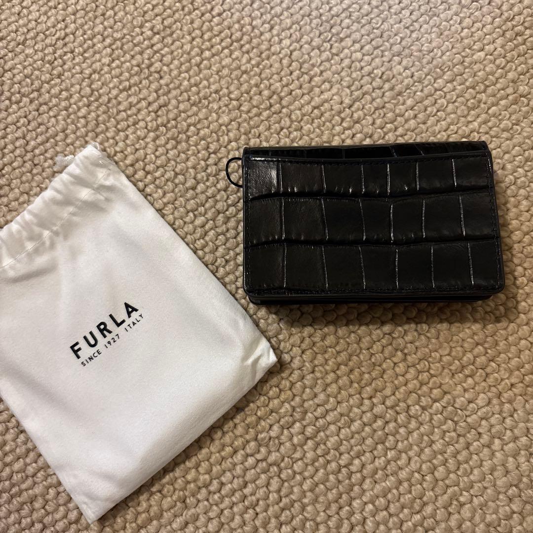 FURLA 名刺入れ　クロコエンボス バビロン カードケース名刺入れ
