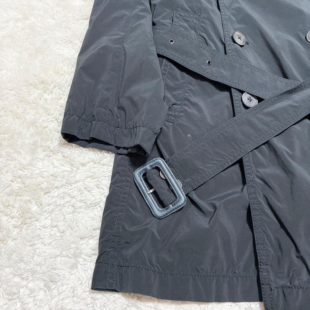 HERNO ヘルノ　黒 ダブルブレスト トレンチコート　光沢　46 ブラック