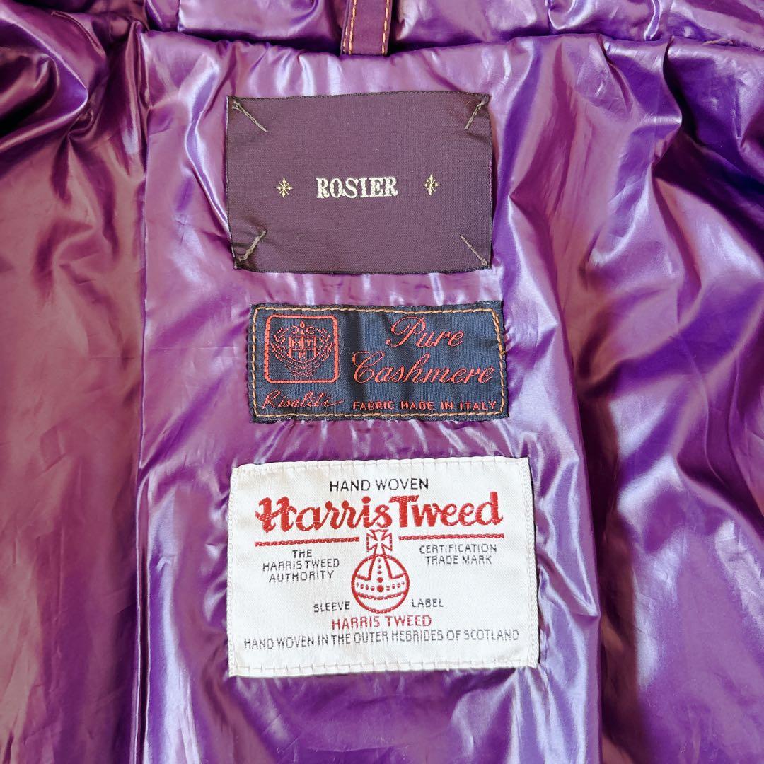 【最高級素材使用】美品♡ROSIER ハリスツイード ダウンコート カシミヤ L