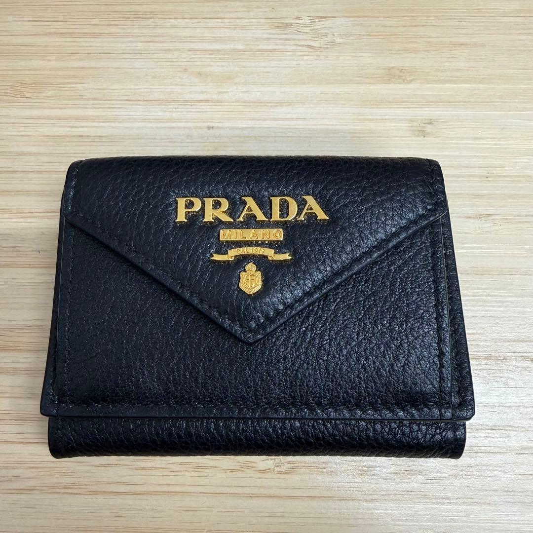 miko 美品★ PRADA 三つ折り財布 ブラック