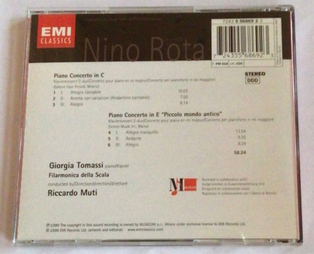 【稀少】（CD）ニーノ・ロータ　ピアノ協奏曲　ムーティー　トマッシ