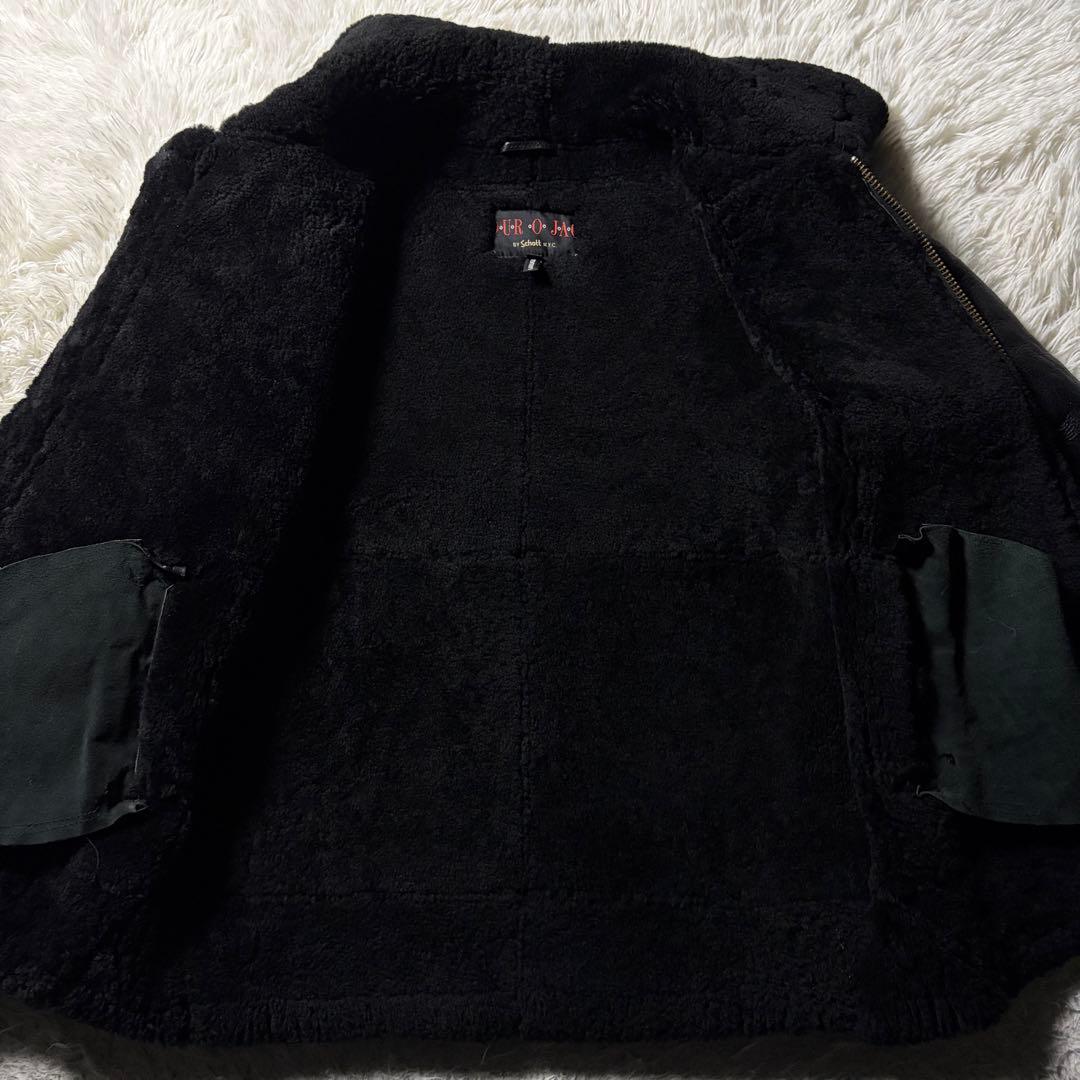 美品■schott フライトジャケット　B-3 ムートン　黒　ロゴ金具　38