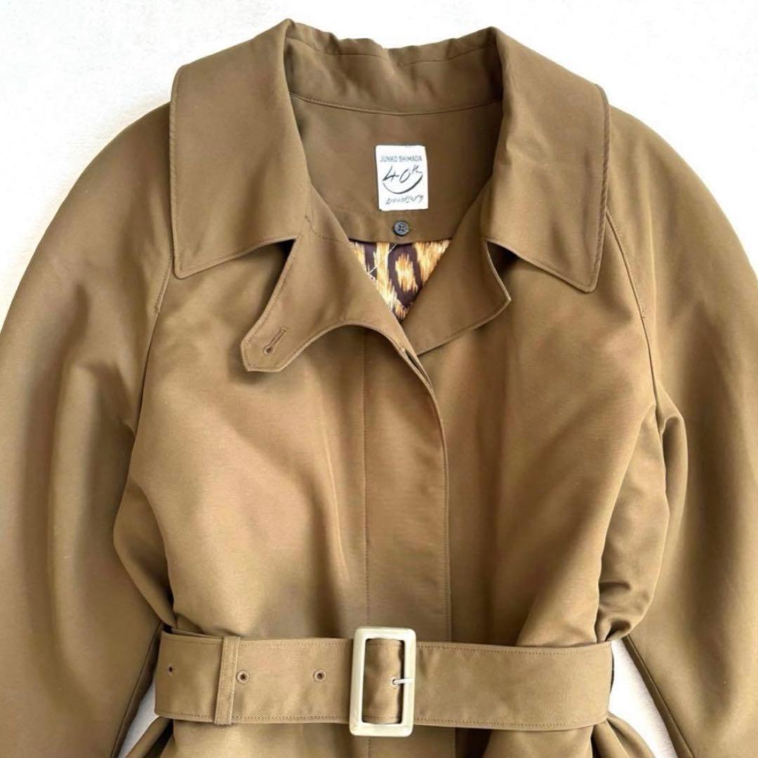【ジュンコシマダ】40周年 ライナー付き トレンチコート オリーブ レオパード