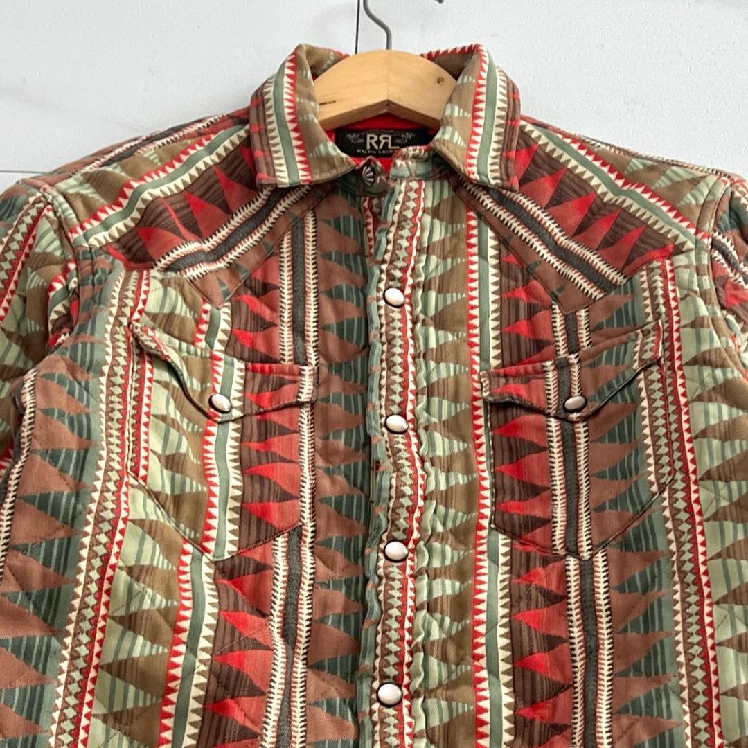 希少　RRL ダブルアールエル　ネイティブ柄　キルティングシャツ　コンチョボタン