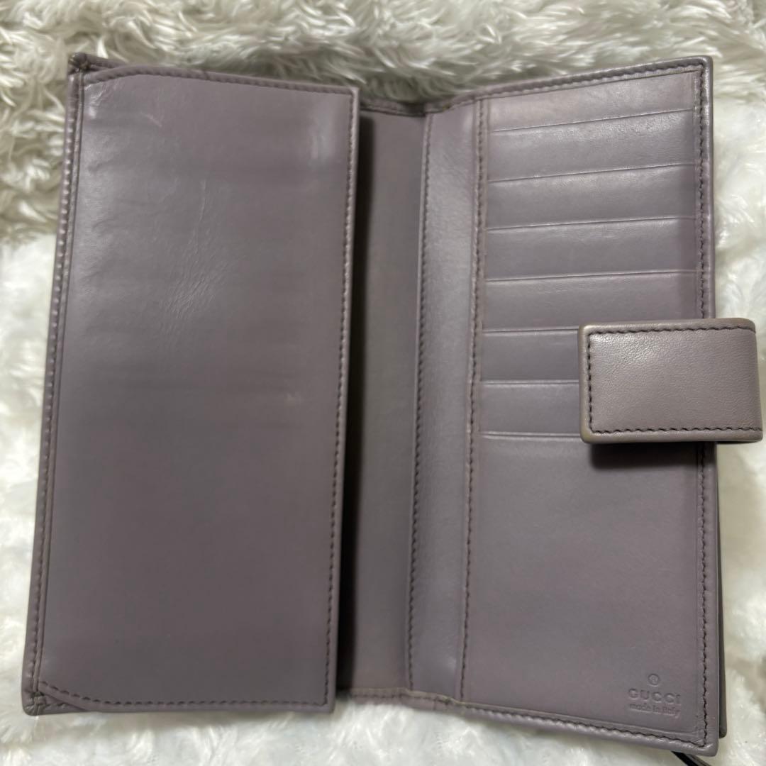 【希少】グッチ インターロッキング 二つ折り 長財布 ゴールド金具 グレージュ