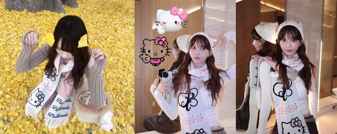 小物 PELLICULE HELLOKITTY hug knit muffler