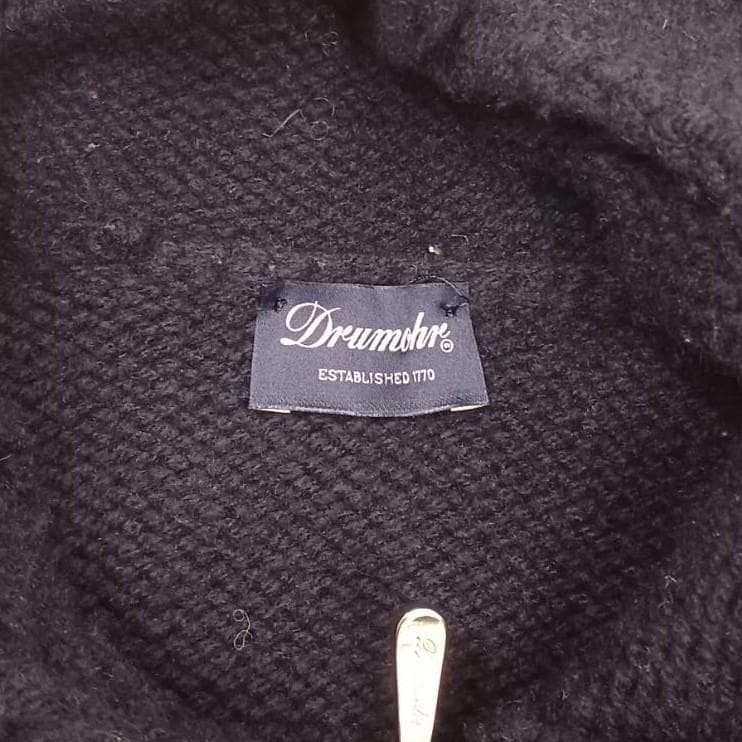Drumohr　ウールニットダッフル　46　ネイビー ケーブルニット　伊製
