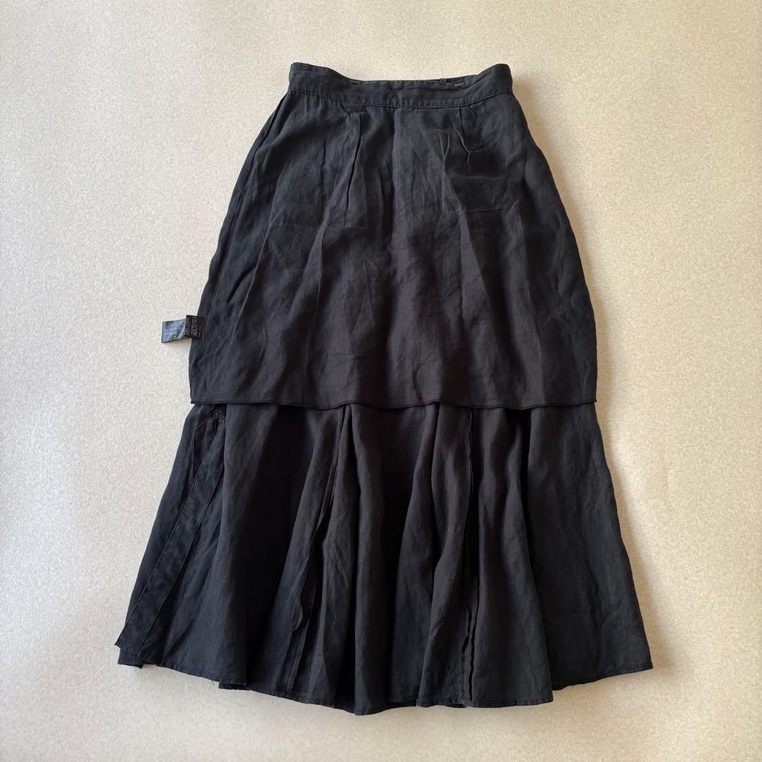 【美品】plage 22SS リネン100％　スリットリネンロングスカート　黒