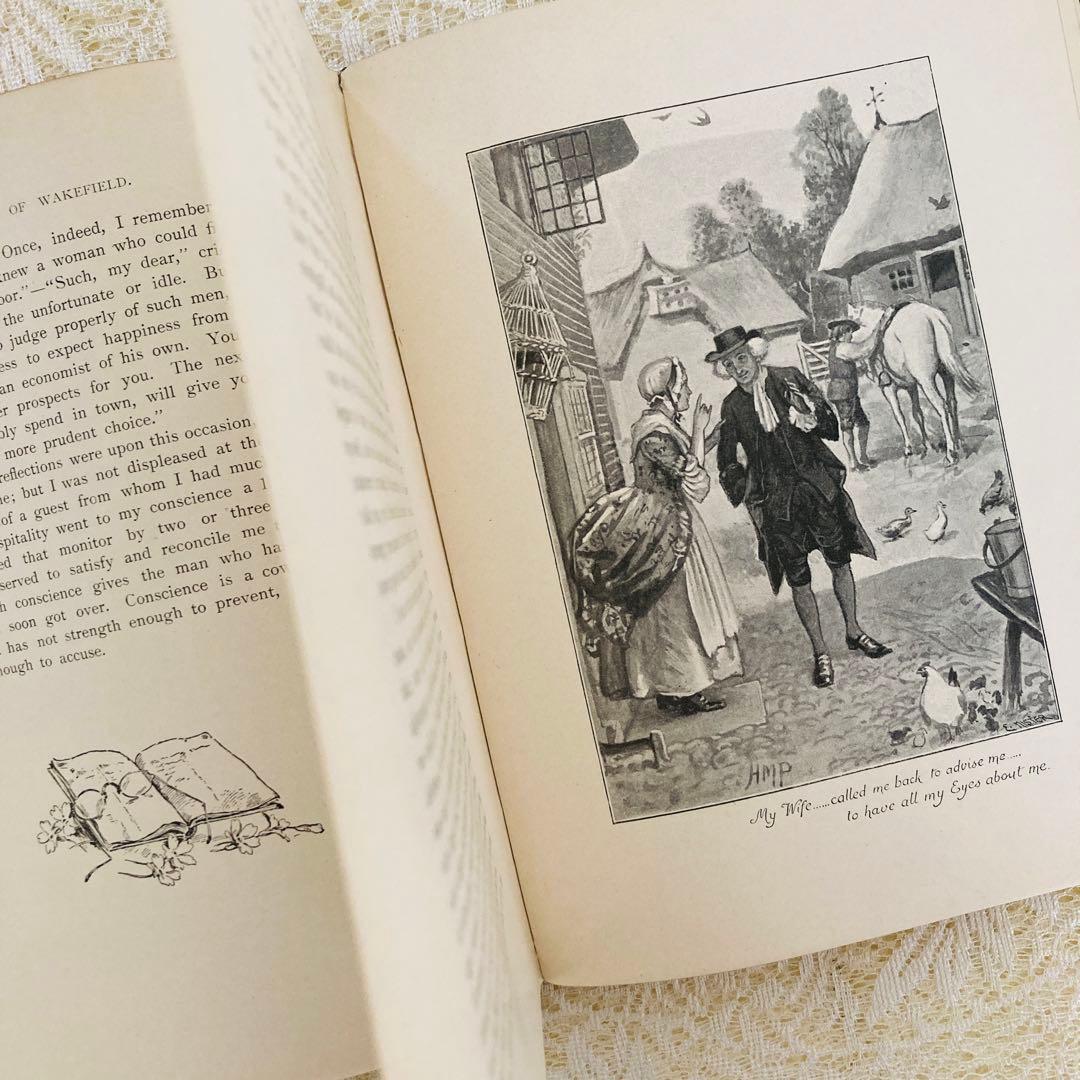 洋書古書　美しいアンティークブック　The Vicar of Wakefield