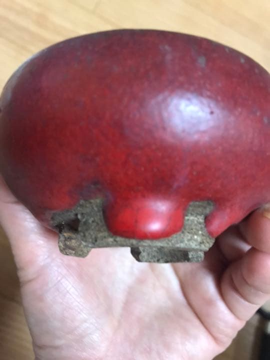 盆栽鉢　鶏血時代希少ミニ盆栽鉢不明落款〜亭支那鉢和鉢古色赤い盆栽鉢山野草多肉植物