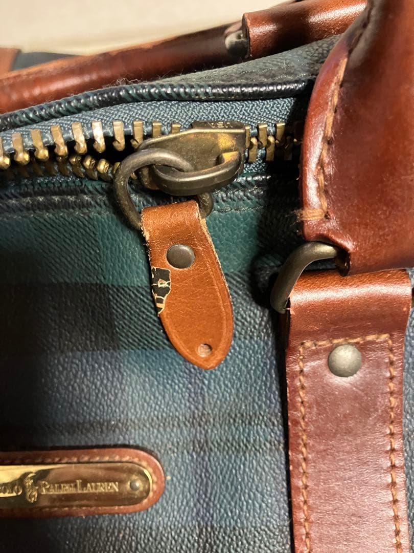 POLO RALPH LAURENのブラックウォッチ柄ボストンバッグ　 中古