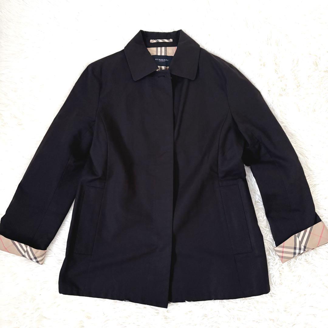美品☆BURBERRY LONDON ノバチェック　ジャケット　ステンカラー　黒