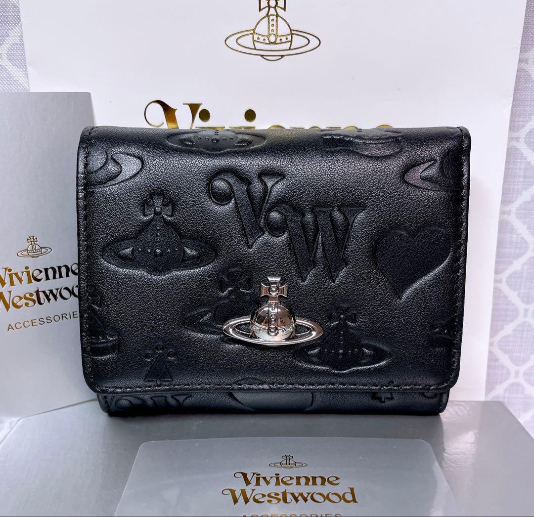 【☆内柄も素敵☆】Vivienne Westwood 三折財布 ブラックマット