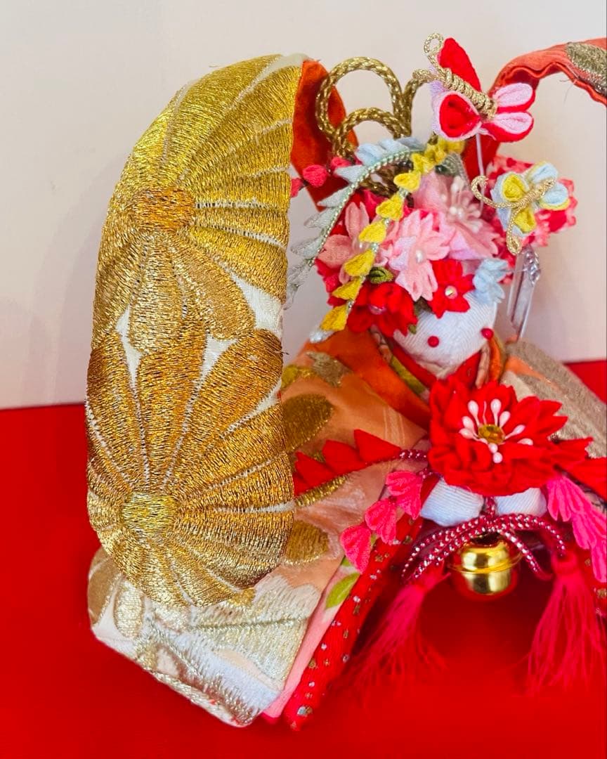 おばあちゃんのハンドメイド　着物うさぎ人形　アンティーク着物　刺繍　桜　お雛様