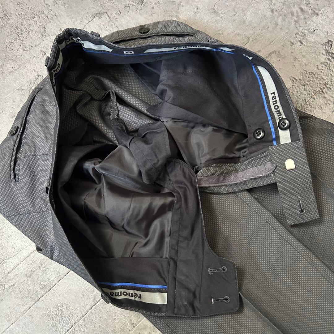 未使用級 renoma モッズスーツ バーズアイ グレー セットアップ