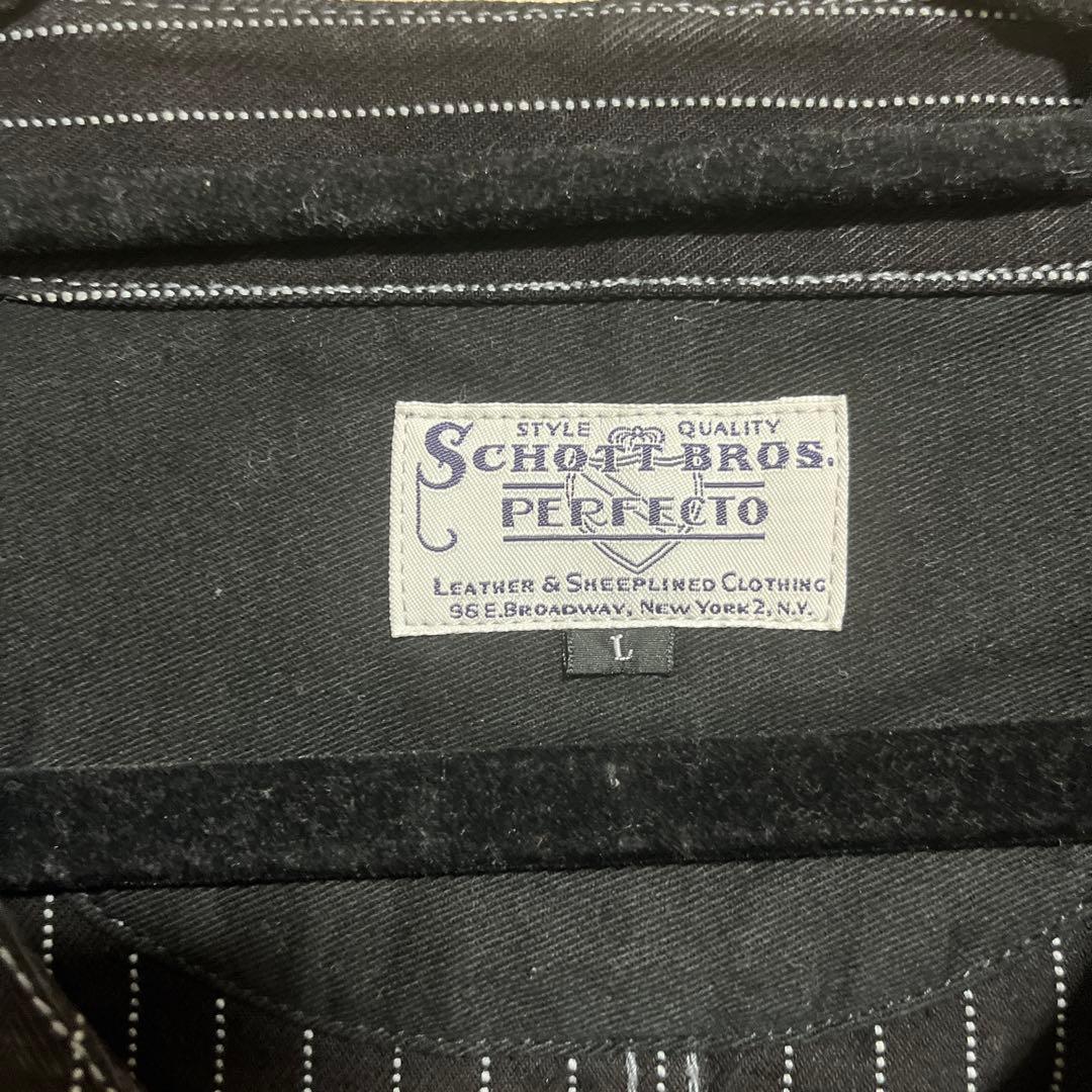 SCHOTT BROS. PERFECTO ブラックストライプベスト L
