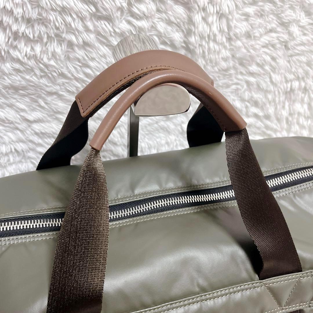 希少　HEAD PORTER レザー　ボストンバッグ　カーキ　ショルダー　大容量