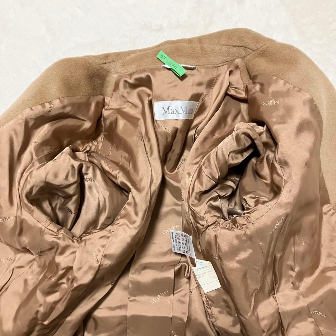 美品 Max Mara 白タグ カシミヤ混 ダブル ベルト ウール コート 36
