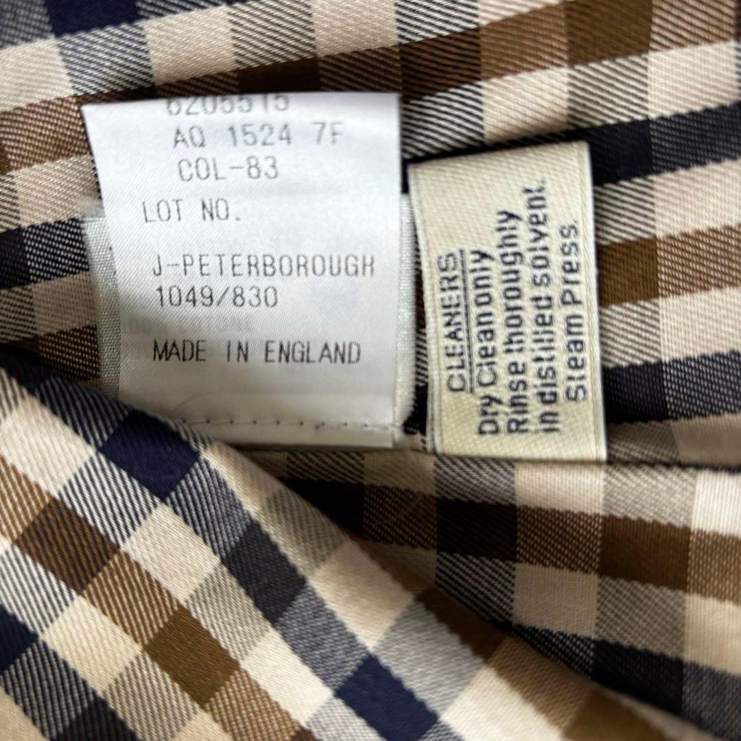 Aquascutum✨トレンチコート　チェック柄　ベルテッド　イングランド製　L