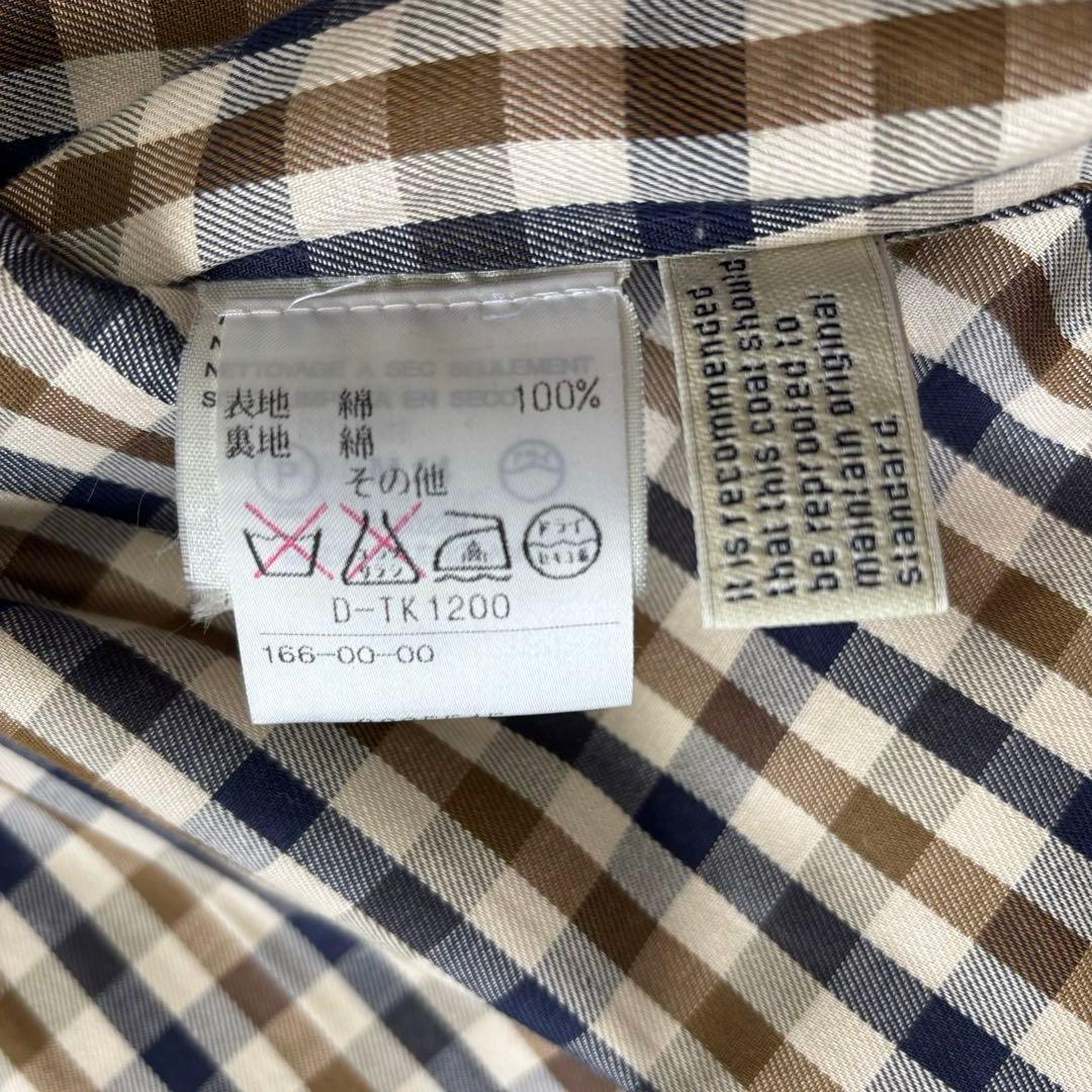 Aquascutum✨トレンチコート　チェック柄　ベルテッド　イングランド製　L