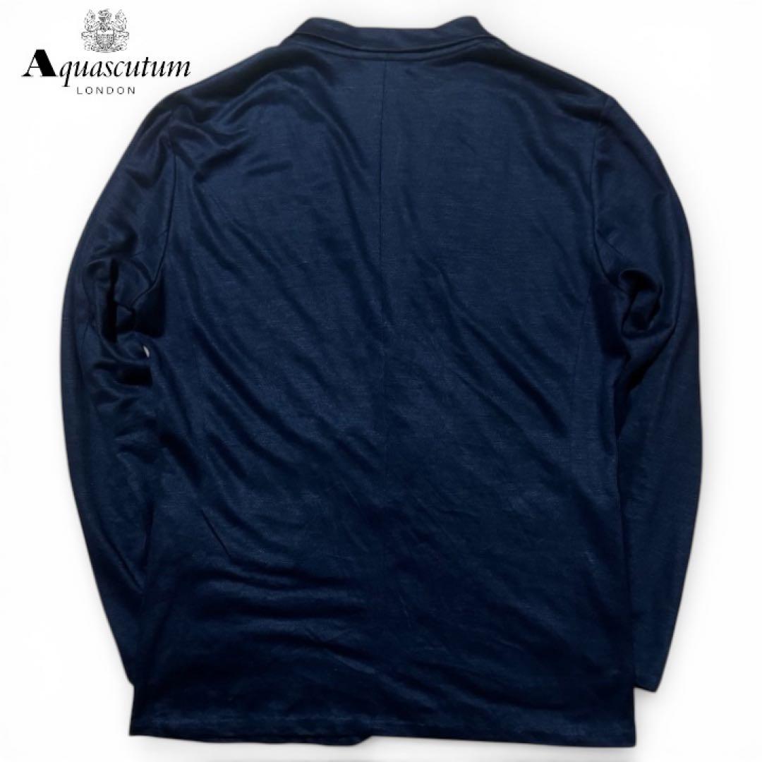 Aquascutum 日本製 リネン100% ネイビー　サマージャケット　麻