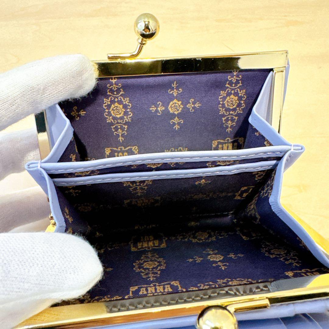 ANNA SUI アナスイ パピヨン がま口 二つ折り財布 エナメル パープル