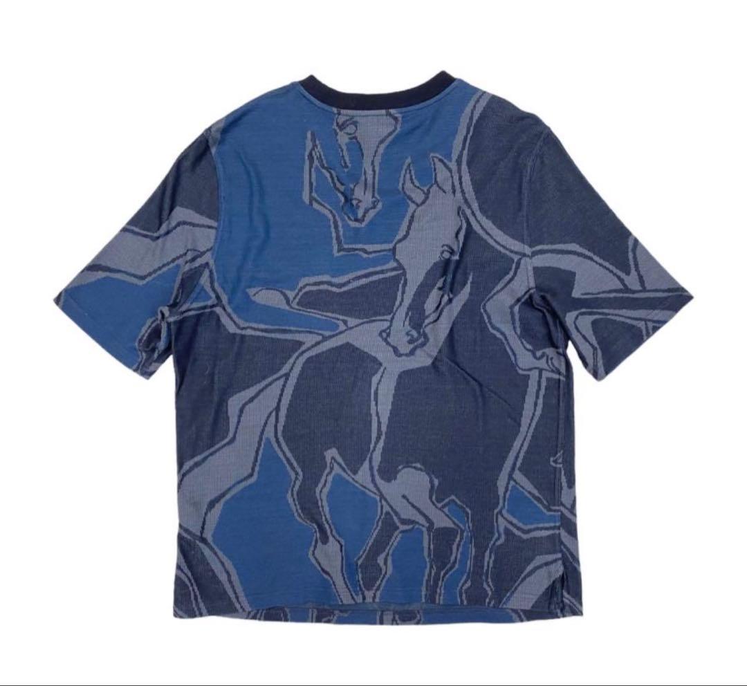 エルメス 半袖Tシャツ 馬柄 鹿の子 コットン メンズサイズXL