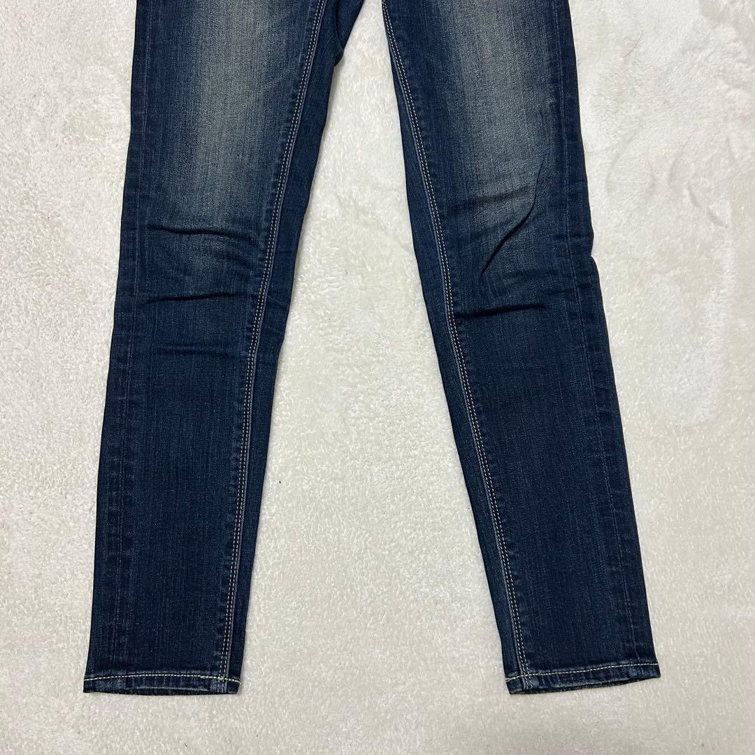 ハイウエスト　クロス　スキニー　デニムパンツ　GYDA インディゴブルー