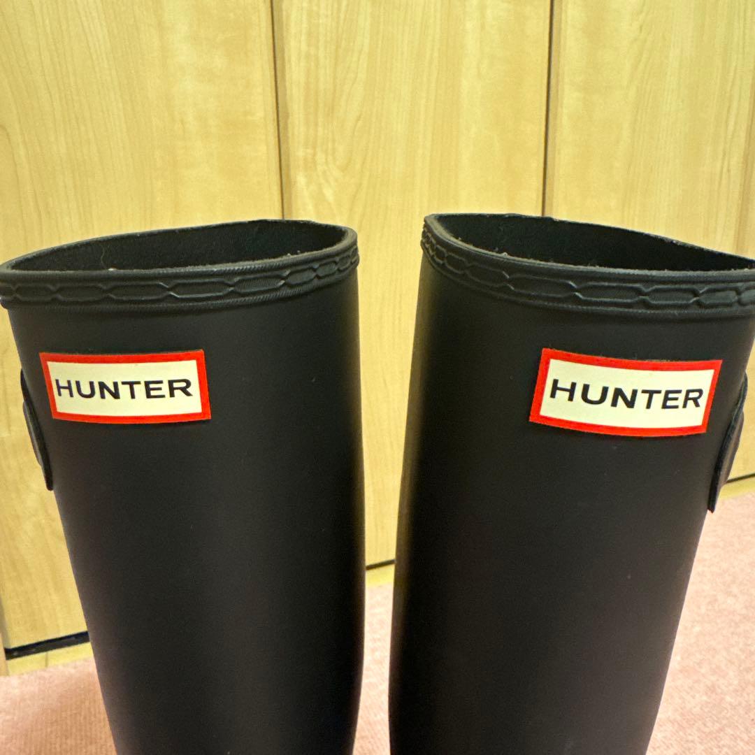 HUNTER ブラックラバーロングブーツ