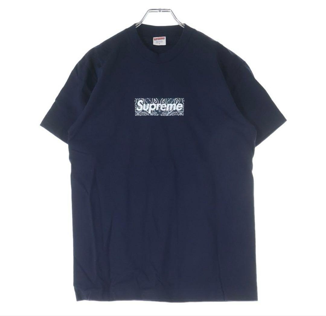 新品Supreme Bandana Box Logo tee tee navyL