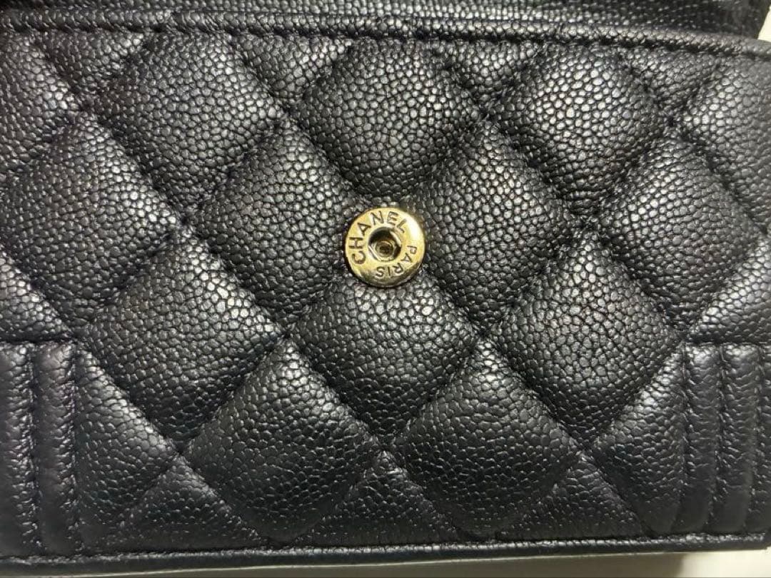 CHANEL ボーイシャネル 三つ折り財布 キャビアスキン ブラック