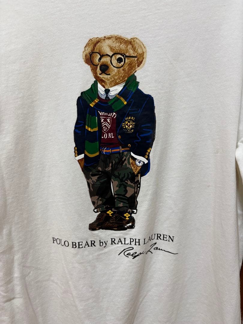 Ralph Lauren Polo BearロングスリーブTシャツ　白薄手ロンT
