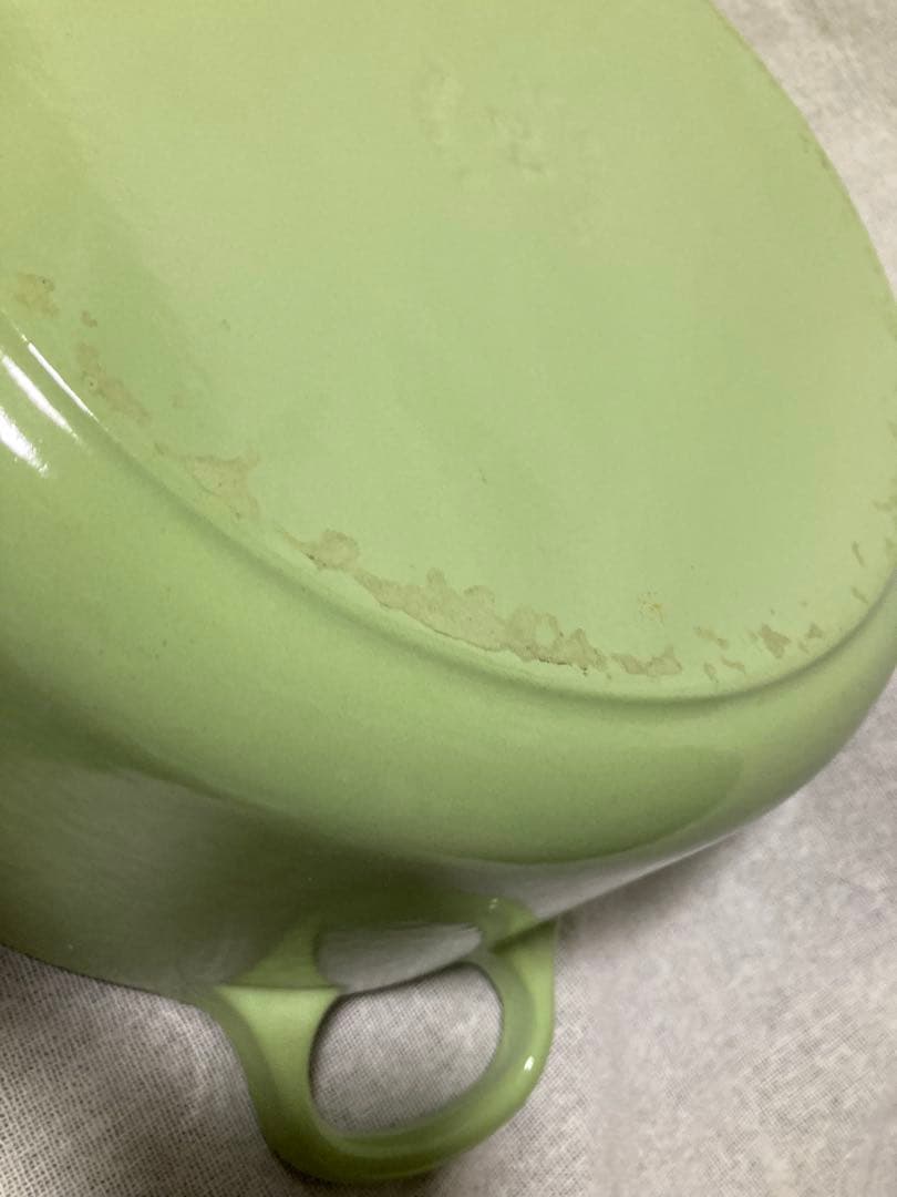 美品　ル・クルーゼ　ココットロンド　24㎝　ライトグリーン