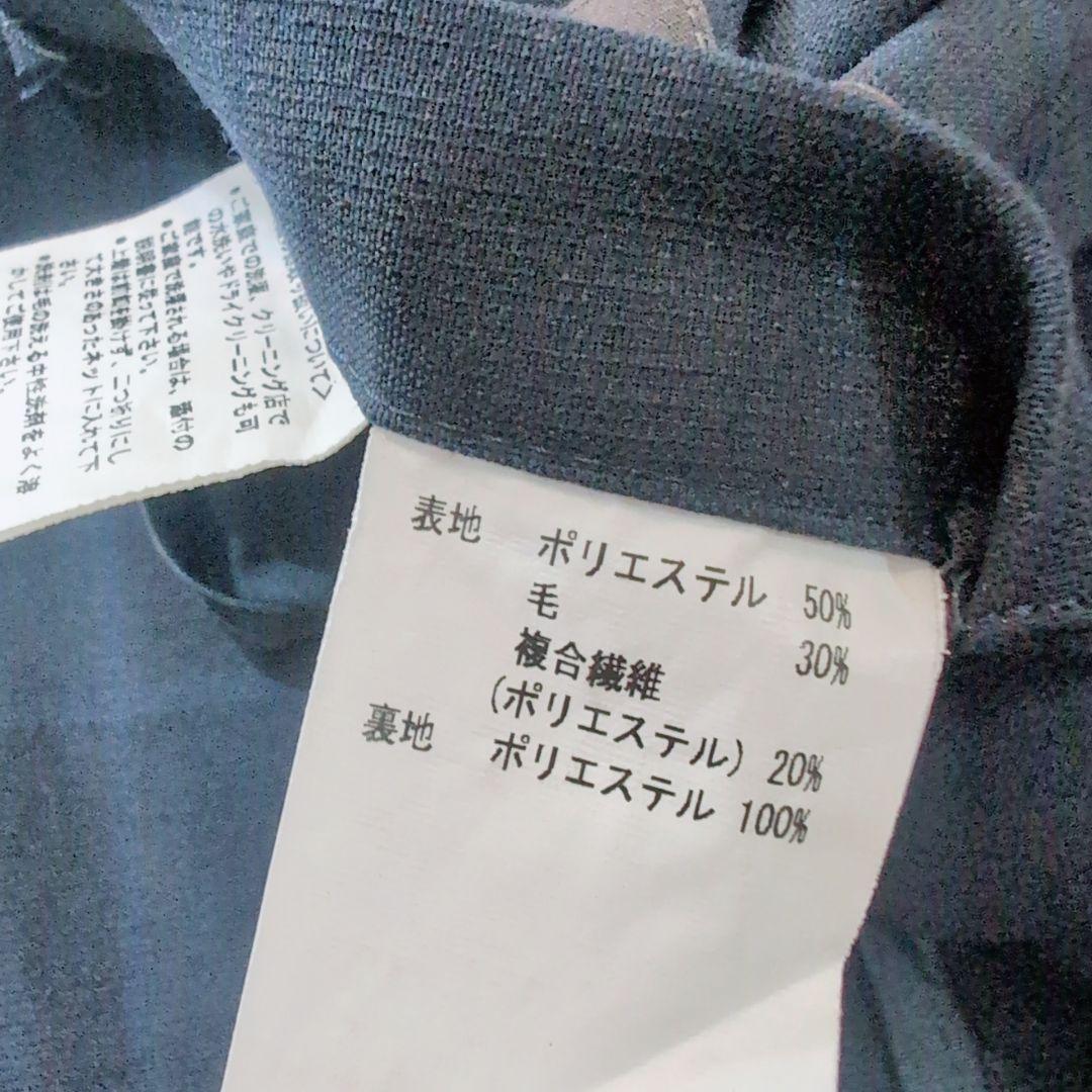 【極美品】アオヤマ　洗える　高機能　ネイビー　チェック　L　春夏　ストレッチ