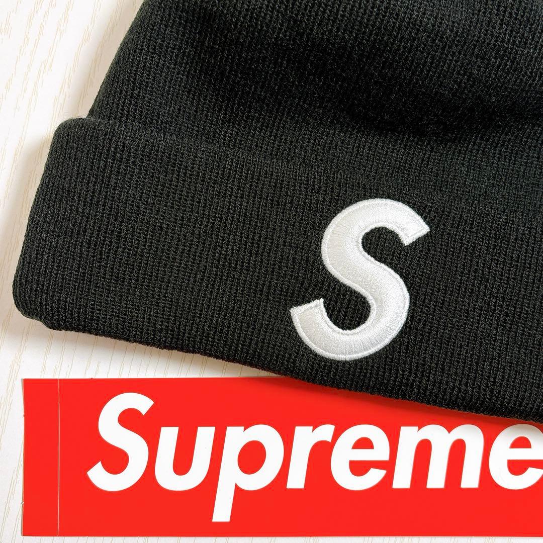 Supreme NEW ERA S logo Sロゴ　ニット帽　ブラック　黒