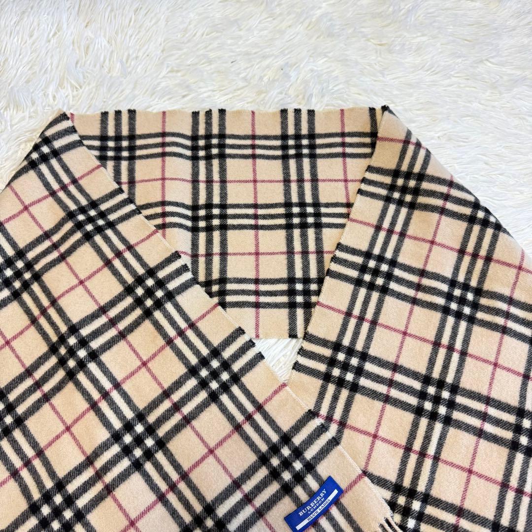 【バーバリーブルーレーベル】美品 マフラー カシミヤ混 レディース ノバチェック