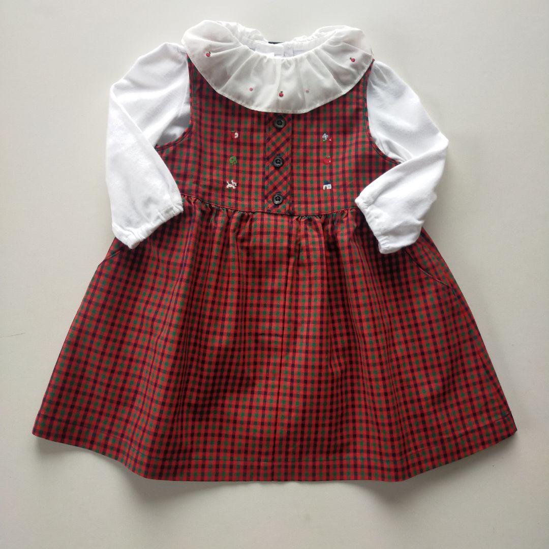 美品★現行品★80cm familiar ファミリア チェックワンピース
