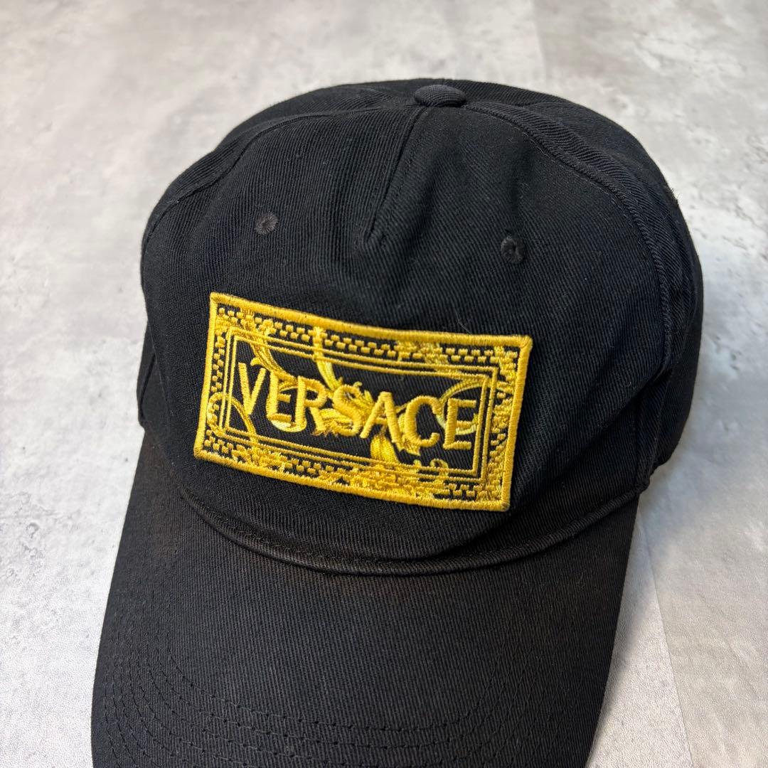VERSACE ヴェルサーチ バロック柄 ボックスロゴ キャップ 帽子 ブラック
