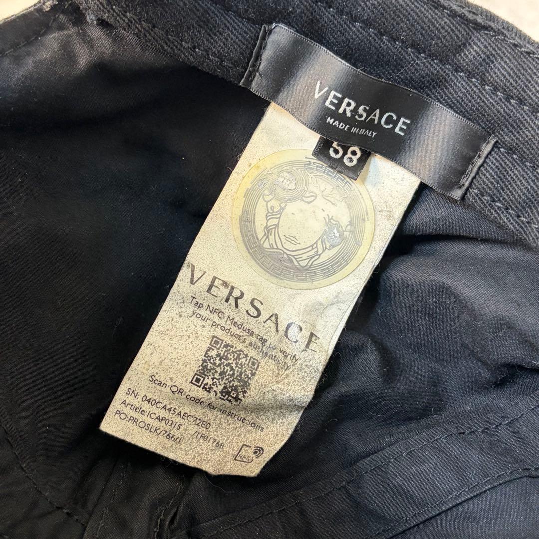 VERSACE ヴェルサーチ バロック柄 ボックスロゴ キャップ 帽子 ブラック