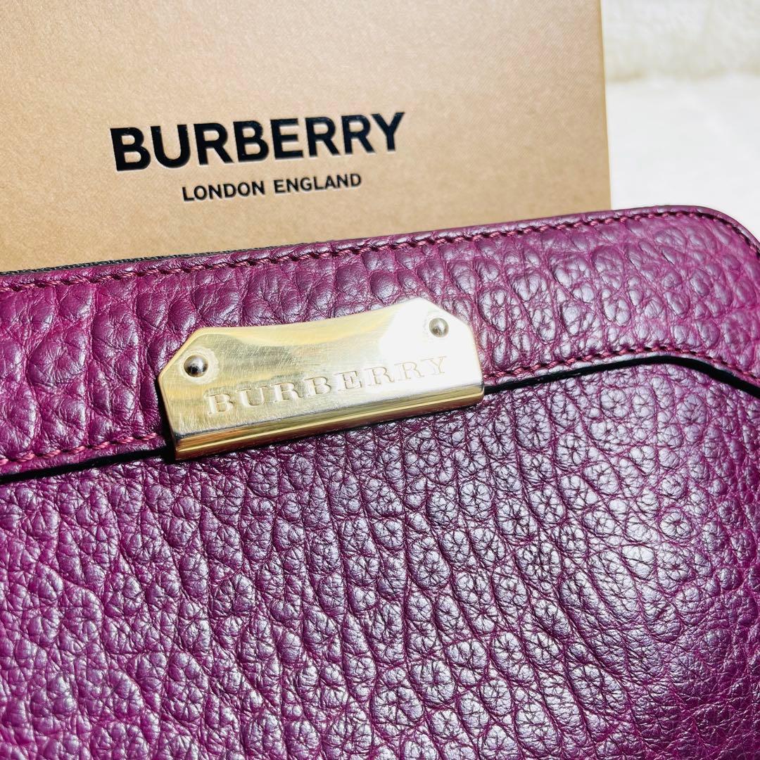 極美品　BURBERRY 正規品　ボルドー　ラウンドファスナー 長財布　おしゃれ
