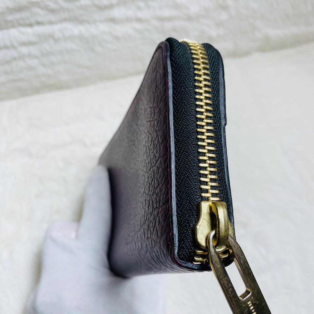 極美品　BURBERRY 正規品　ボルドー　ラウンドファスナー 長財布　おしゃれ
