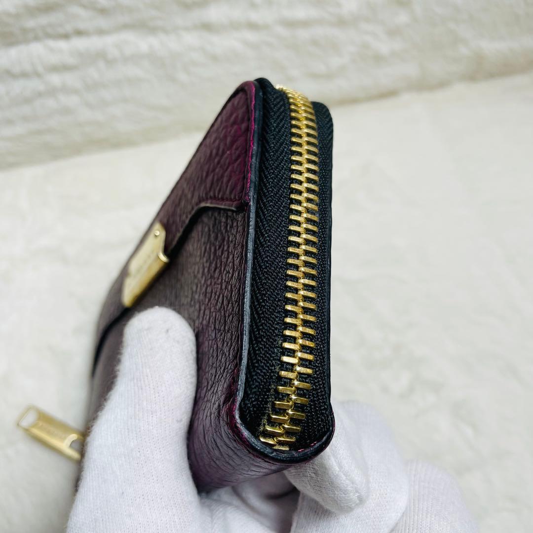 極美品　BURBERRY 正規品　ボルドー　ラウンドファスナー 長財布　おしゃれ